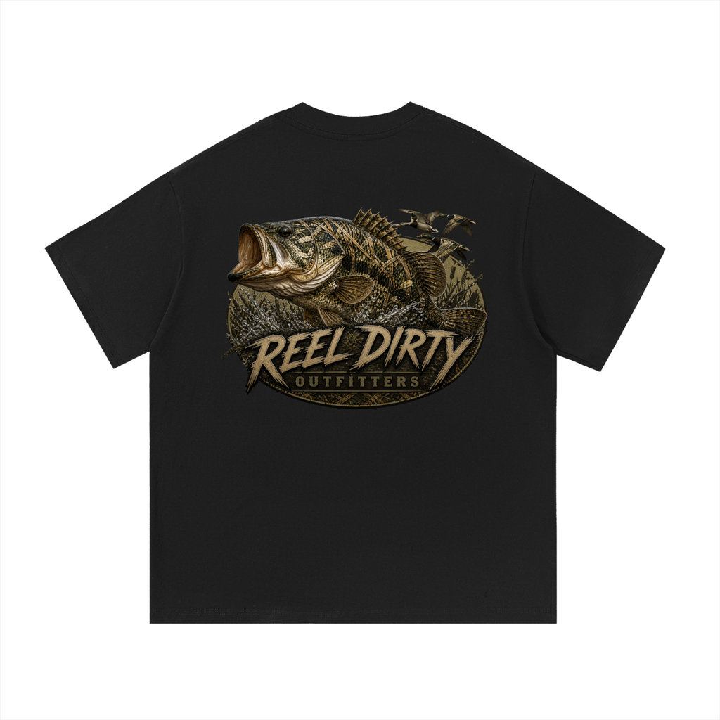 REEL DIRTY OUTFITTERS “CAMOUFLAGE BASS” TSHIRT