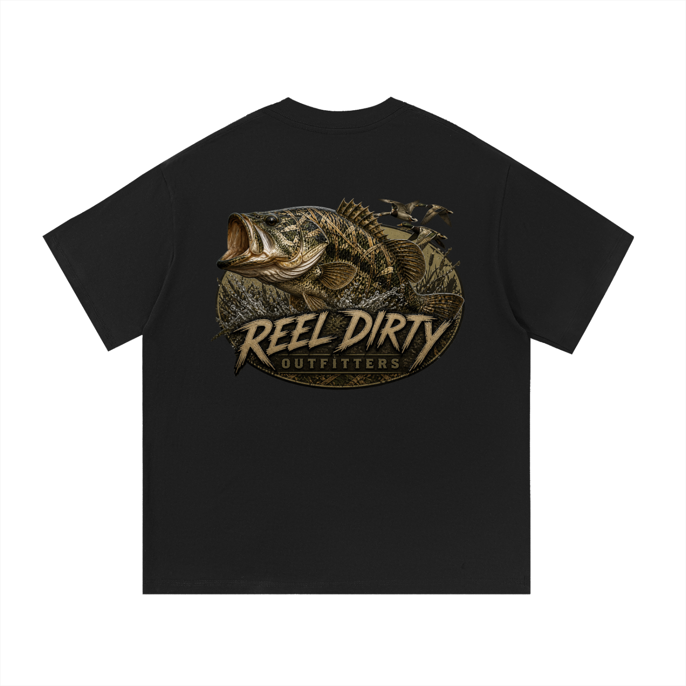 REEL DIRTY OUTFITTERS “CAMOUFLAGE BASS” TSHIRT